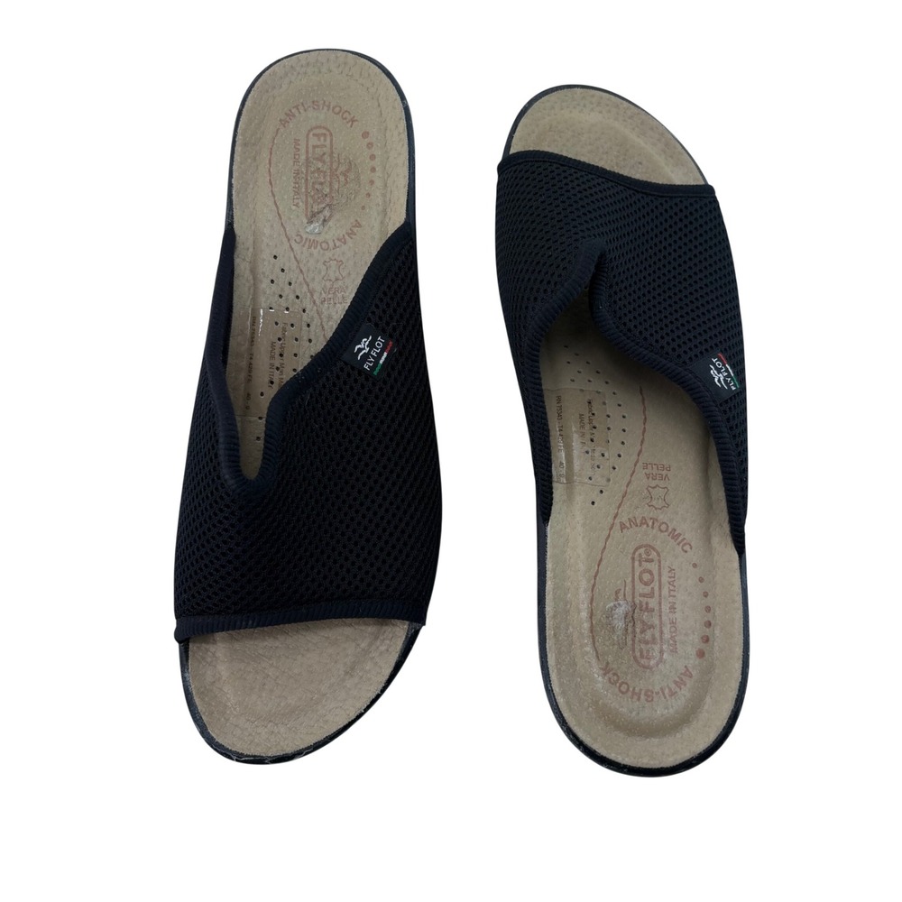 Fly Flot Black Mesh Anatomic Anti-Shock Slide Sandals Italy EU 40 US 9-9.5